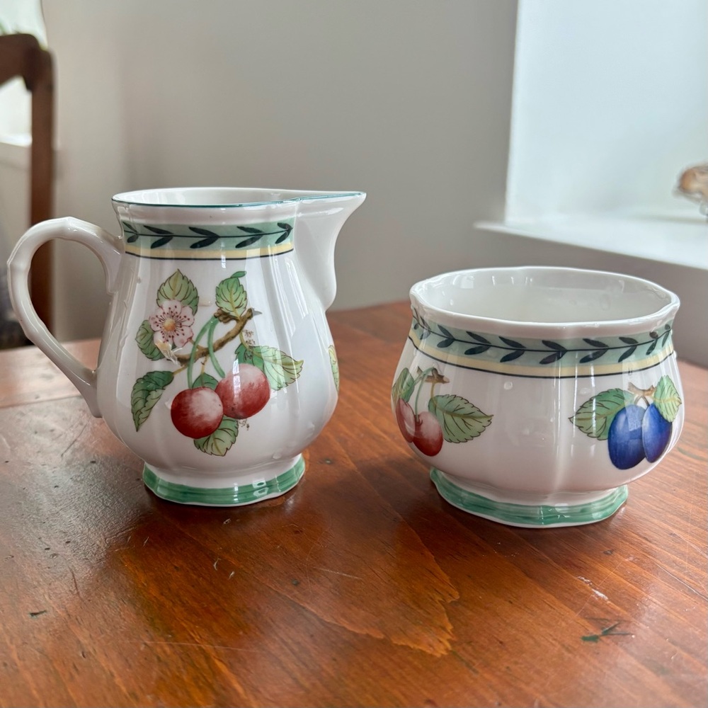 Villeroy & Boch French Garden Fleurence cream and sugar, unused